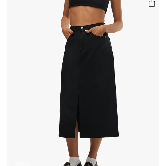 WeWoreWhat Midi Skirt, Front Slit, Black, Size 25 - Picture 1 of 5